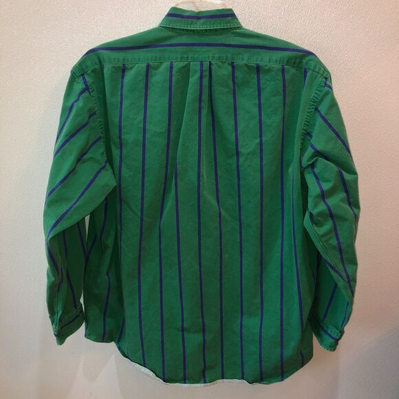 Vintage Ralph Lauren Polo Sport Mens XL Green Blue Striped Long Sleeve Shirt - Picture 8 of 12